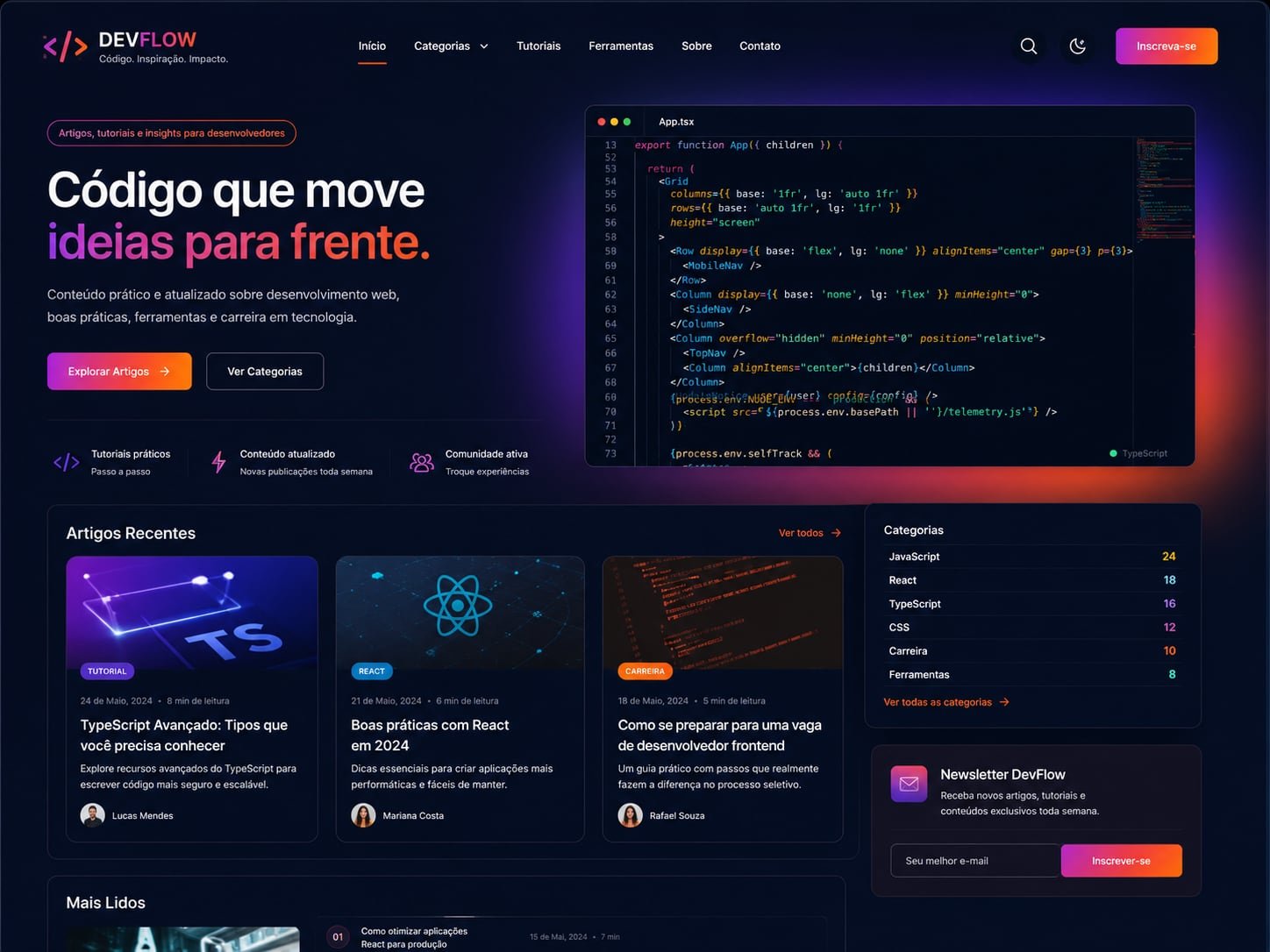 Prévia de portal de conteúdo